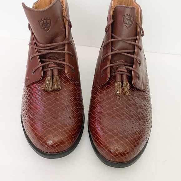 Ariat Shoes - Ariat booties brown woven tassle lace up
